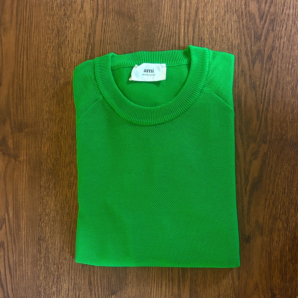 Ami Vibrant Green Crewneck Sweater, Size XL